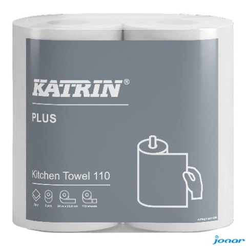 Ręczniki w roli kuchenne KATRIN PLUS Kitchen 89673 (2 rolki) białe, 2W, 110 listków, 24metry