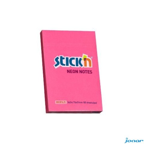 Bloczek STICKN 76x51mm ciemnoróżowy neon 100k 21161 STICKN