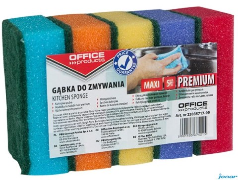 Gąbka do zmywania Maxi Premium, 5szt., mix kolorów, typu OFFICE PRODUCTS 22035717-99