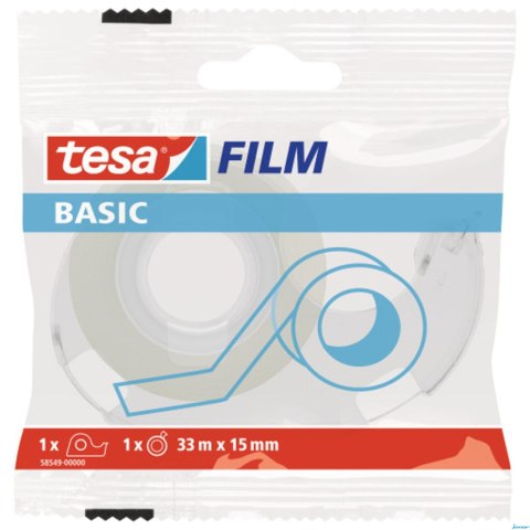 Taśma biurowa TESA Basic 15mmx33m z dyspenserem etui 58549