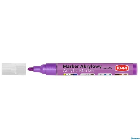 Marker akrylowy, fibrowa końcówka okrągła 2-5mm, fioletowy metalic TO-402 Toma