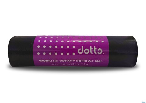 Worki na śmieci 160l 10szt. DOTTS super mocne (LDPE) 32mic czarne