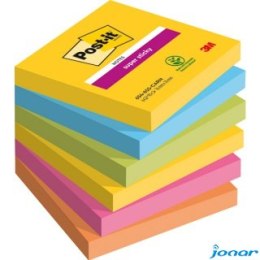 Bloczek samoprzylepny POST-IT Super Sticky, 76x76mm, 6x90 kart., CARNIVAL