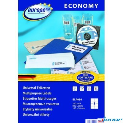 Etykiety uniwersalne białe ELA036 105 x 70 100 ark. Economy Europe10 Avery Zweckform