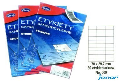 Etykiety samoprzylepne No. 009 70x29,7 mm GRAND 150-1036