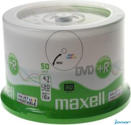 Płyta MAXELL DVD+R 4.7GB 16x, (50szt) PRINTABLE, white, do nadruku, cake 275702 SALE