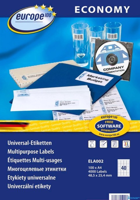 Etykiety uniwersalne ELA002 48,5 x 25,4 100 ark Economy Europe100 by Avery Zweckform