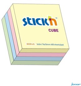 Bloczek STICKN 76x76mm 400k mix 4 kolory pastelowe 21013