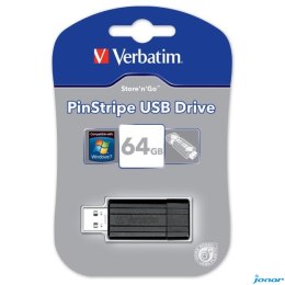 Pamięć Pendrive VERBATIM 64GB USB 2.0 czarny PINSTRIPE 49065