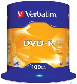 Płyta DVD-R VERBATIM CAKE (100) Matt Silver 4.7GB x16 43549