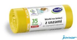 Worki do segregacji PLASTIK żółte z uszami LDPE 35l(20szt.) STELLA 032204