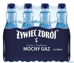 Woda ŻYWIEC ZDRÓJ 0.5l mocno gazowana zgrzewka 12 szt. KAUCJA