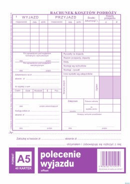 Polecenie wyjazdu służbowego, A5 40 kartek, 10-505-3 DOTTS