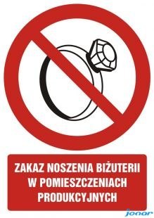 Tabliczka Zakaz noszenia biżuterii ZZ-20Z/11881ZN (X)