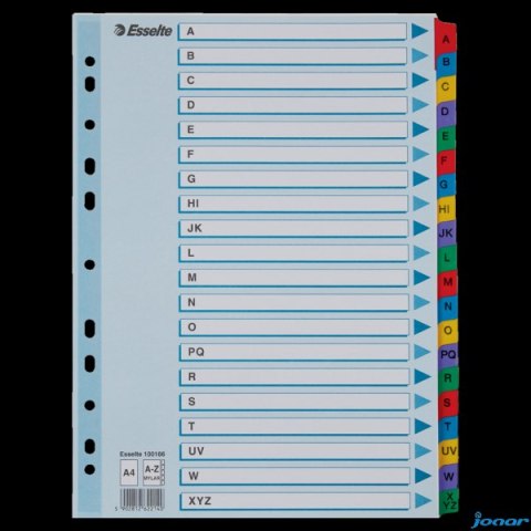 Przekładki kartonowe MYLAR A4 A-Z 100166 białe ESSELTE