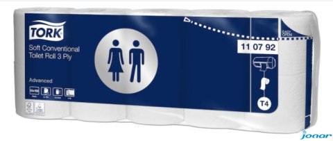 Papier toaletowy TORK Premium, 3 warstwy, kolor biały, makulatura, 19,4m, (10 rolek) system T4 110792