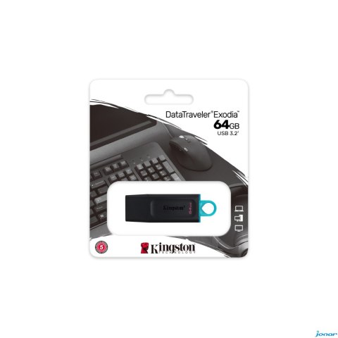 Pamięć Pendrive KINGSTON 64GB USB 3.2 GEN1 Data Traveler Exodia czarny-turkusowy DTX/64GB