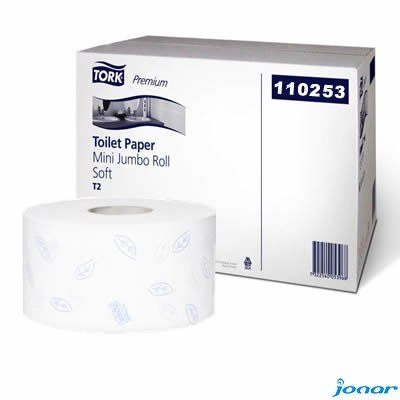 Papier toaletowy Tork PREMIUM mini jumbo, 2 warstwy, kolor biały, makulatura, 170m, (12) system T2 110253