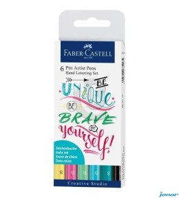 ZESTAW PITT ARTIST PEN HANDLETTERING 6 SZT. W ETUI, ODCIENIE PASTELOWE FABER-CASTELL 267116 FC