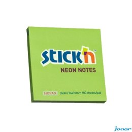 Bloczek STICKN 76x76mm zielony neonowy 100k 21167 STICKN
