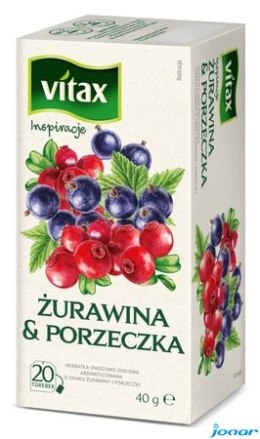 Herbata VITAX żurawina i porzeczka 20t owocowo-ziołowa