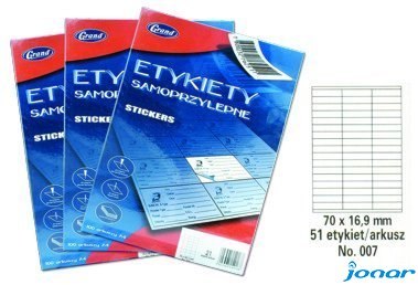 Etykiety samoprzylepne No. 007 70x16,9 mm GRAND 150-1034 (X)
